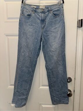 Universal Thread Light Blue Straight-Leg Jeans Bedazzled 0360